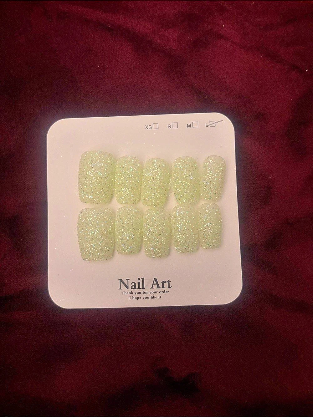 Sage Green Glitter Press-On Nails NWT